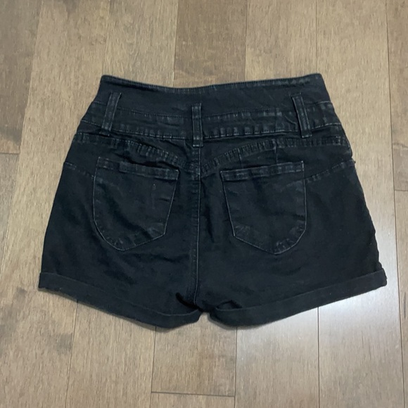High waisted black jean shorts - Picture 2 of 4